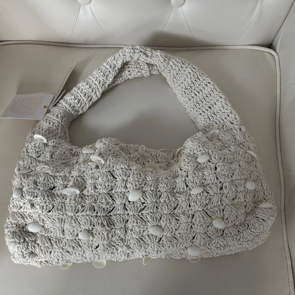 Elegant Cream Knit Women's Bag